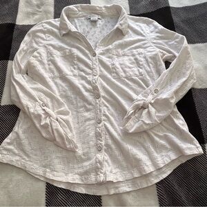 Liz Claiborne Women’s White Cotton Top Pre-owned Size Large